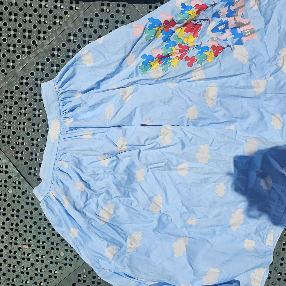 Blue Skirt with Cloud and Balloon Print